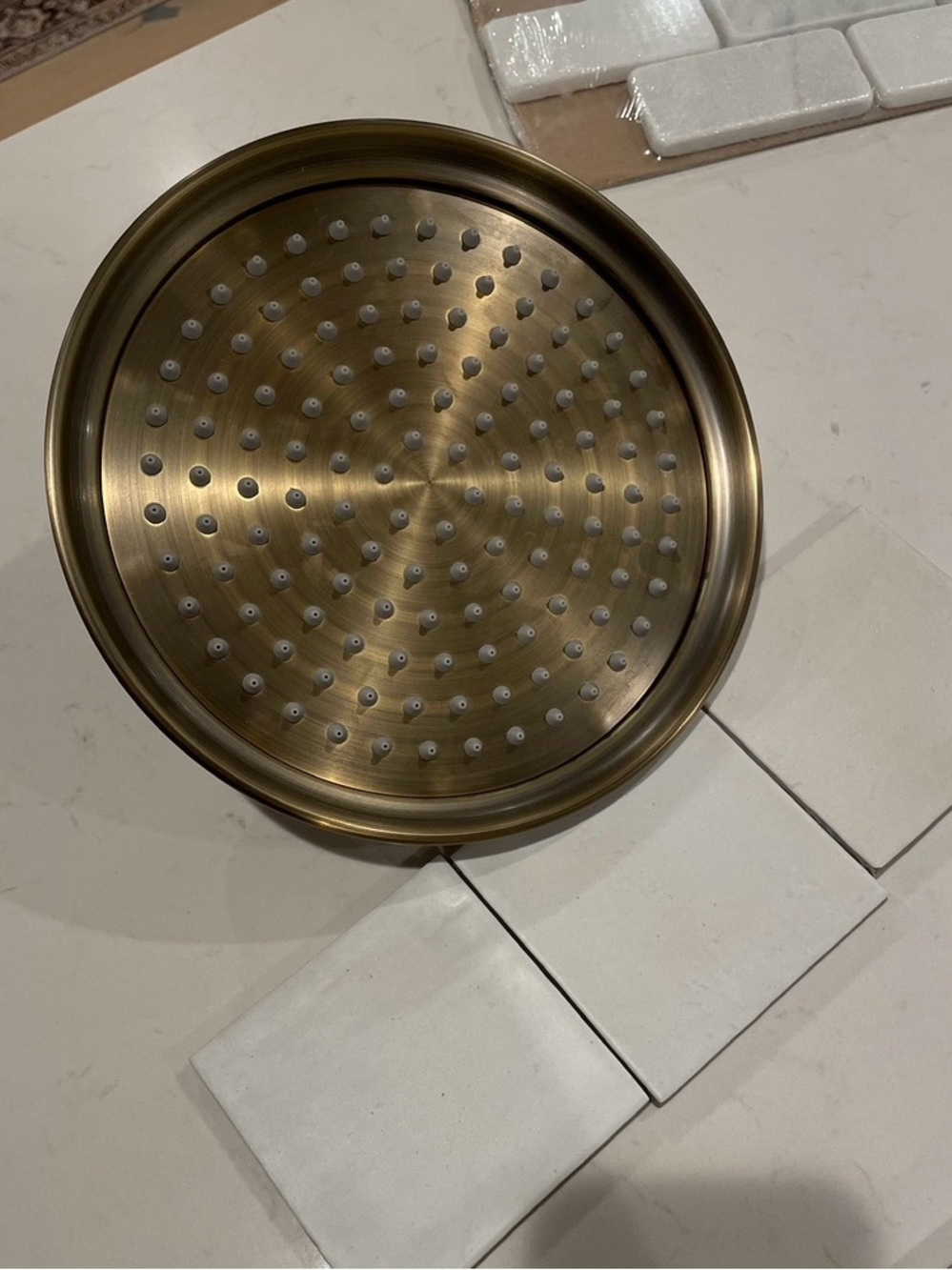 Complete Antique Brass Shower Head Rainfall Spray - Brass Finish